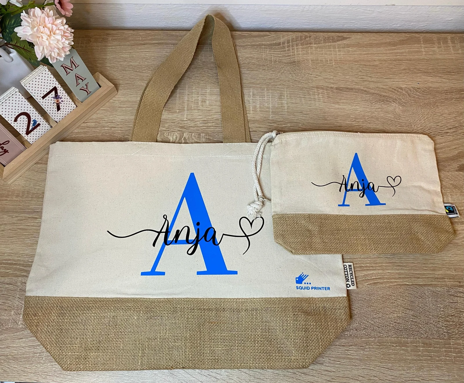 Bolsa y neceser personalizados con nombre Anja